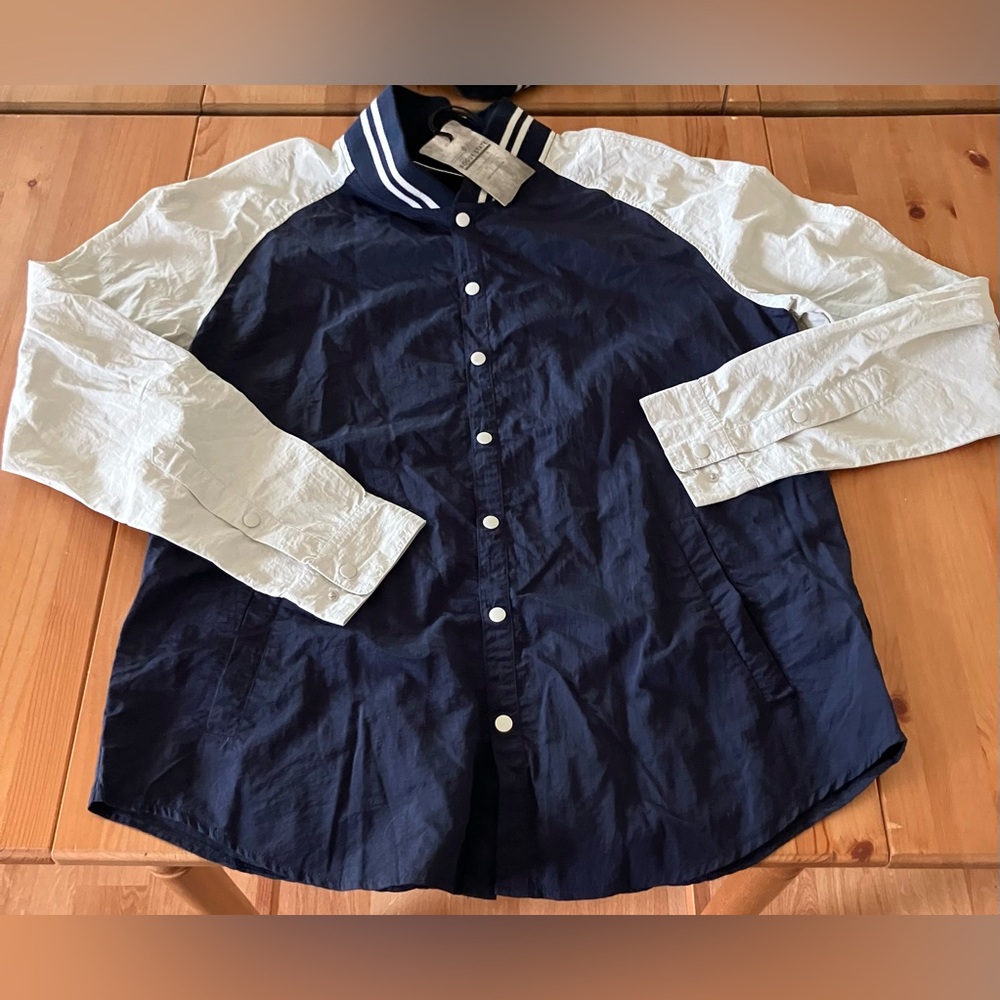 NWT Men's Navy and White Contrast Baseball Jacket size XL